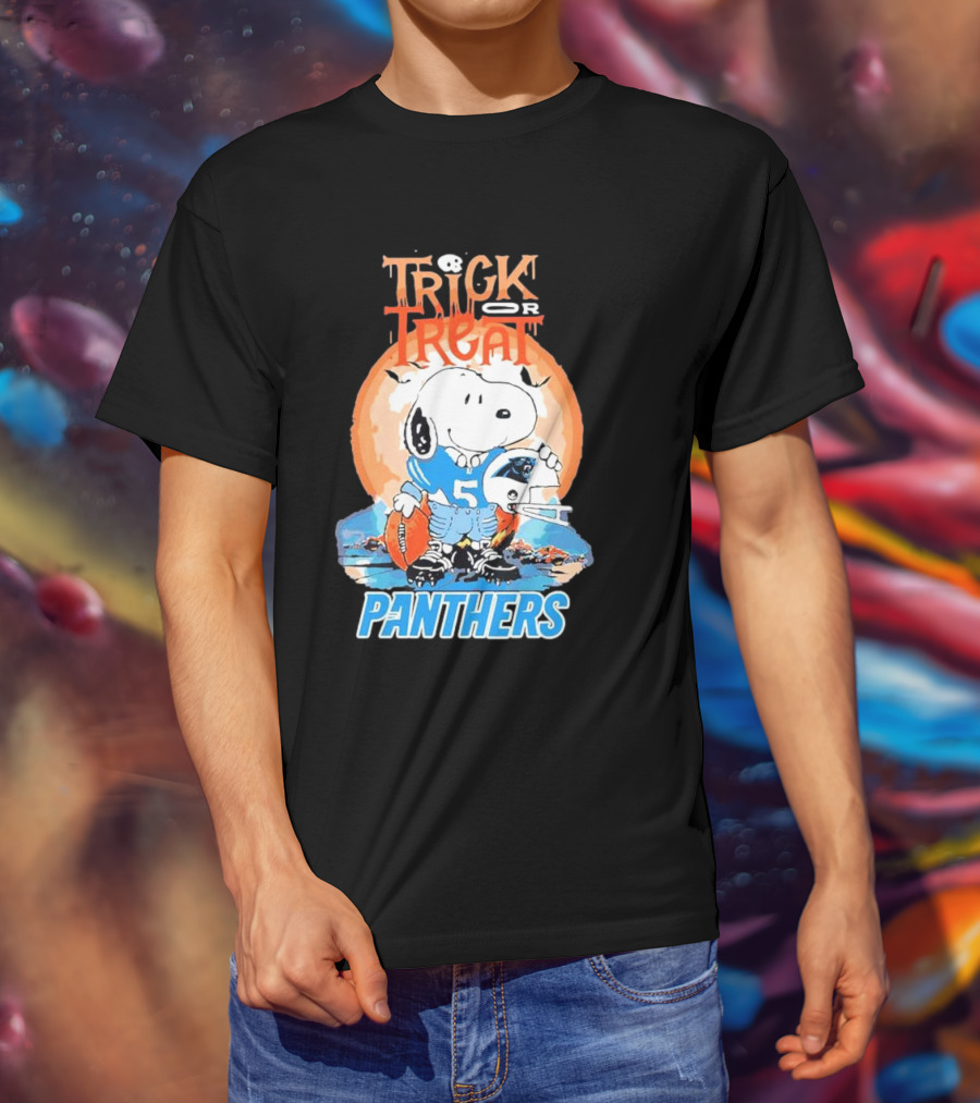 Trick Or Treat Snoopy Panthers Carolina NFL Inspired T-Shirt