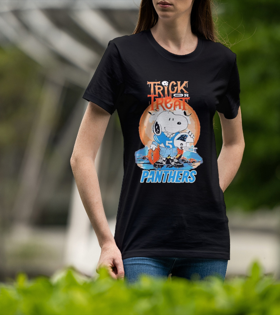 Trick Or Treat Snoopy Panthers Carolina NFL Inspired T-Shirt