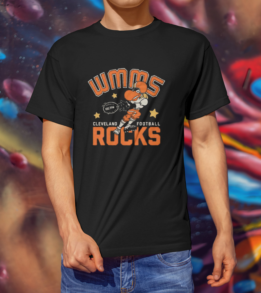 WMMS 100.7FM Cleveland Football Rocks Mascot T-Shirt
