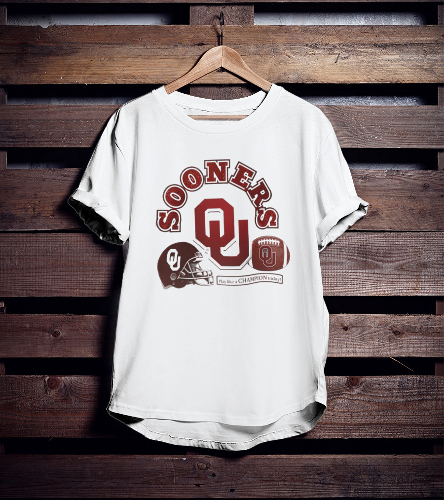 Oklahoma Sooners OU Helmet Football Play Like A Champion Today T-Shirt