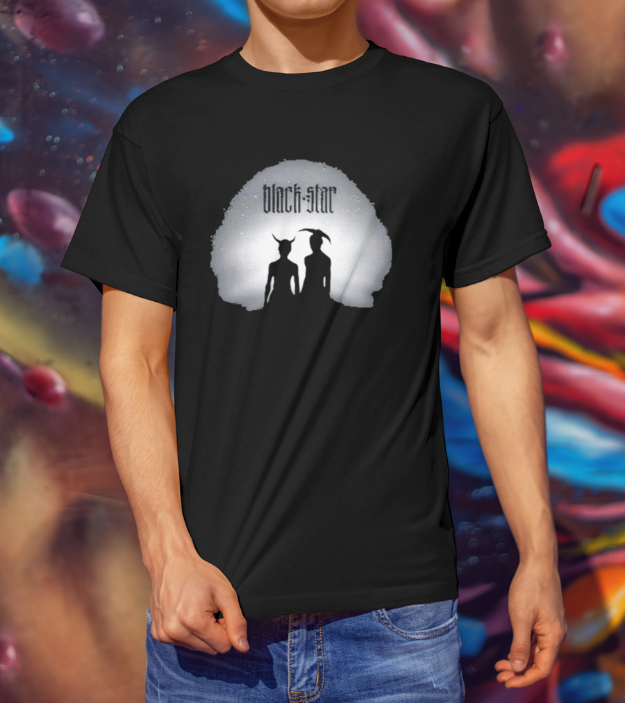 Black Star Two Dark Figures With Horns T-Shirt