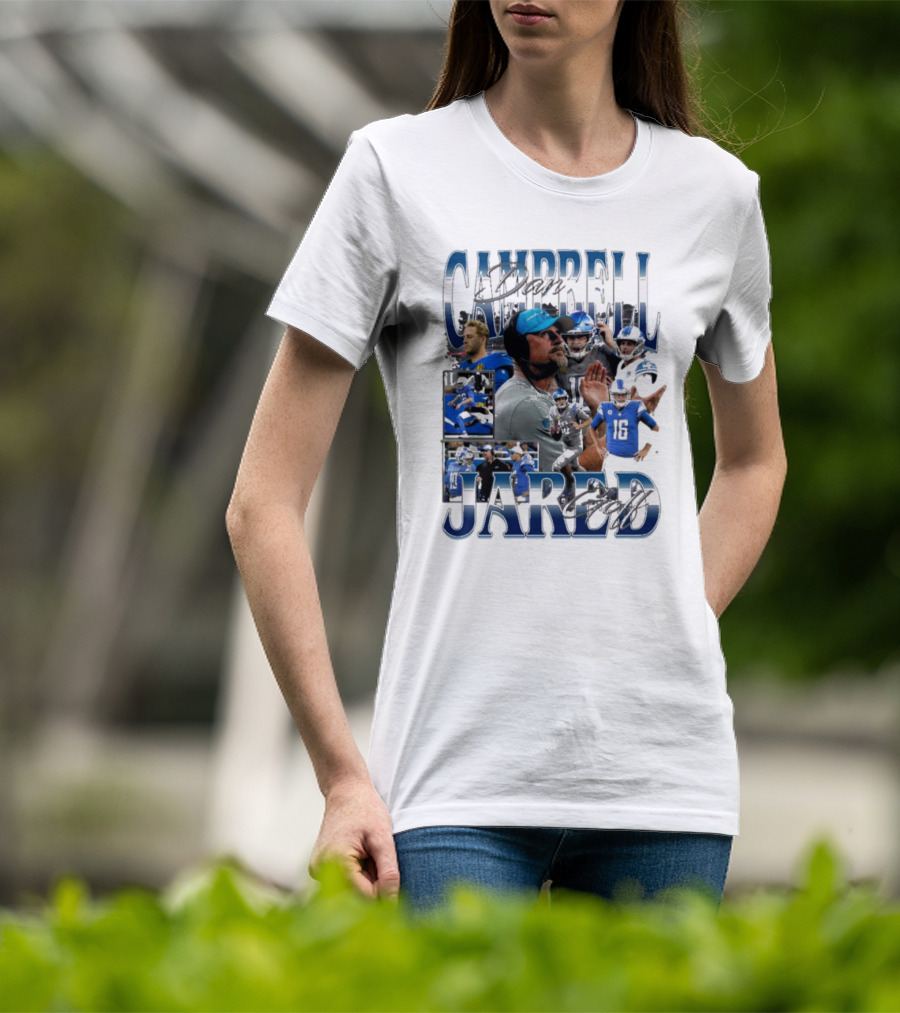 Dan Campbell Jared Goff Detroit Lions NFL Signature Players T-Shirt