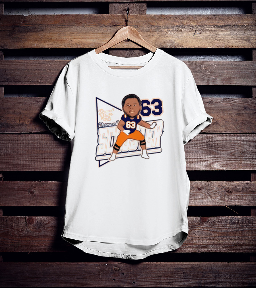 Dezmond Schuster #63 Illinois Fighting Illini Football Caricature Autograph T-Shirt