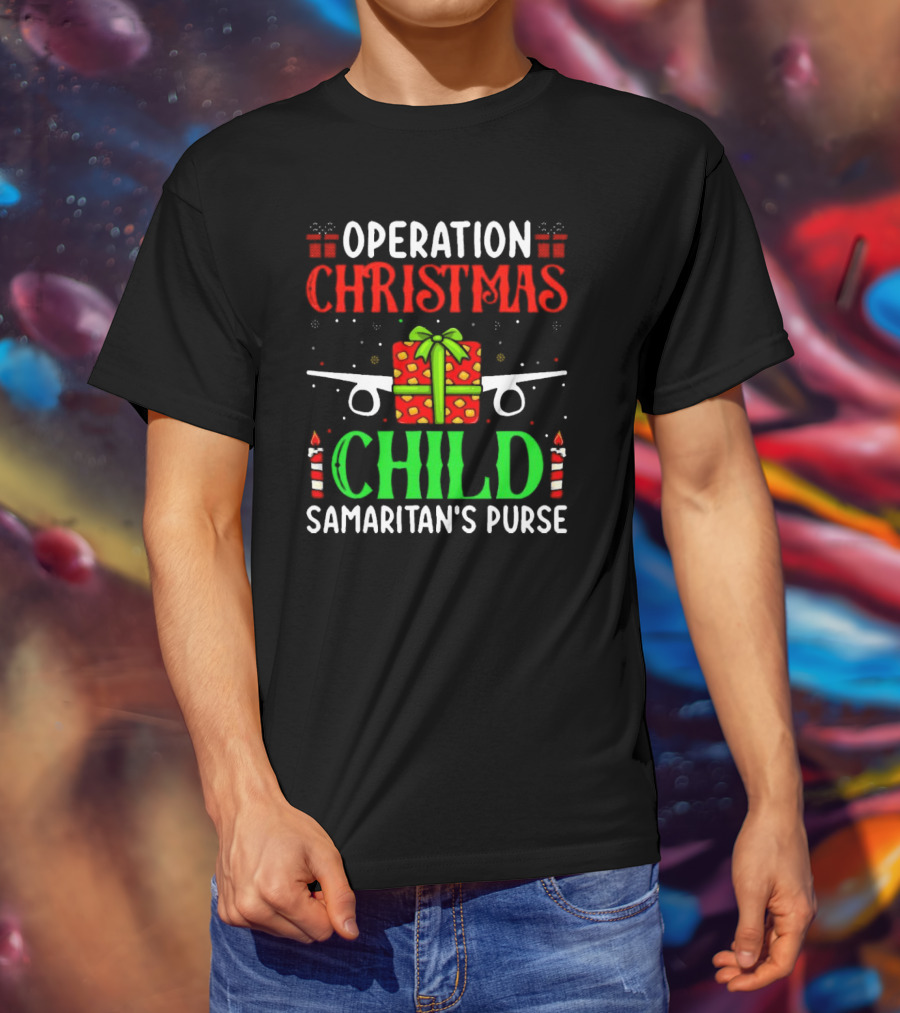 Operation Christmas Child Samaritan's Purse Airplane Gift Box Candles T-Shirt