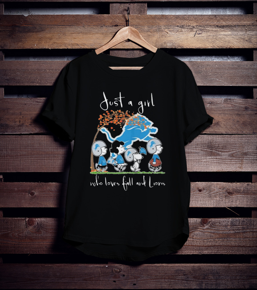 Just A Girl Who Loves Fall And Lions Peanuts Characters T-Shirt
