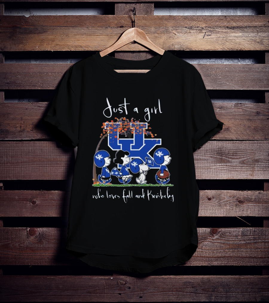 Just A Girl Who Loves Fall And Kentucky Wildcats Peanuts Characters T-Shirt