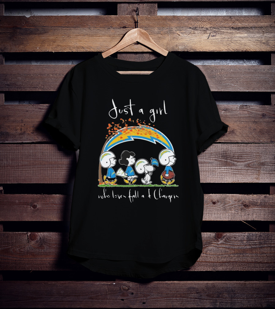 Just A Girl Who Loves Fall And Chargers Peanuts Characters T-Shirt
