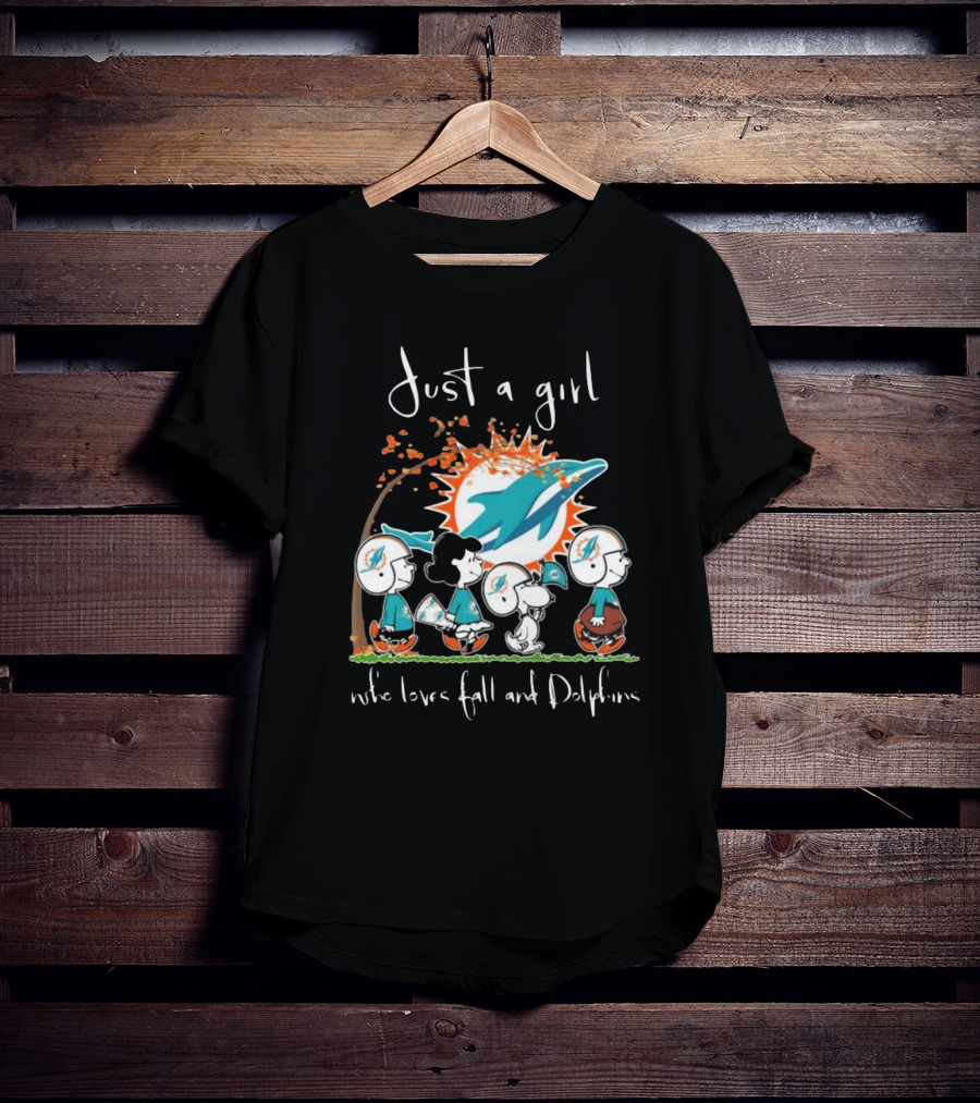Just A Girl Who Loves Fall And Dolphins Peanuts Characters Miami T-Shirt