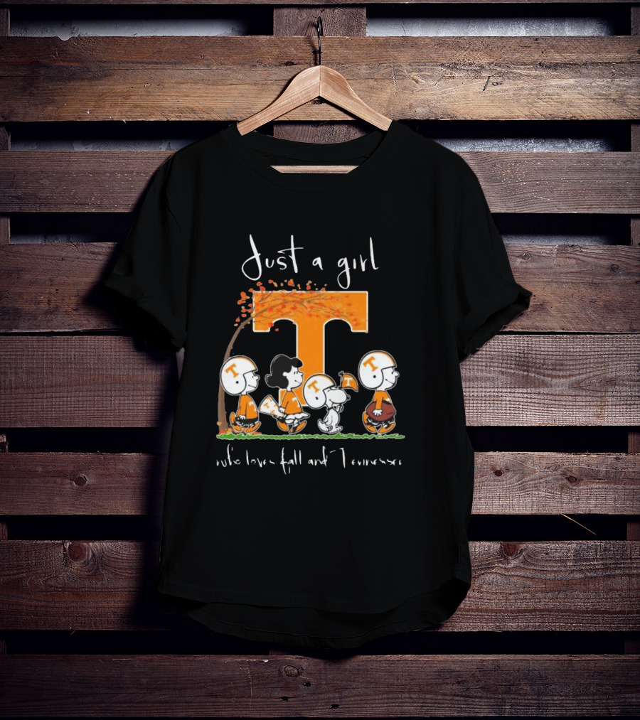 Peanuts Characters Just A Girl Who Loves Fall And Tennessee Vols T-Shirt