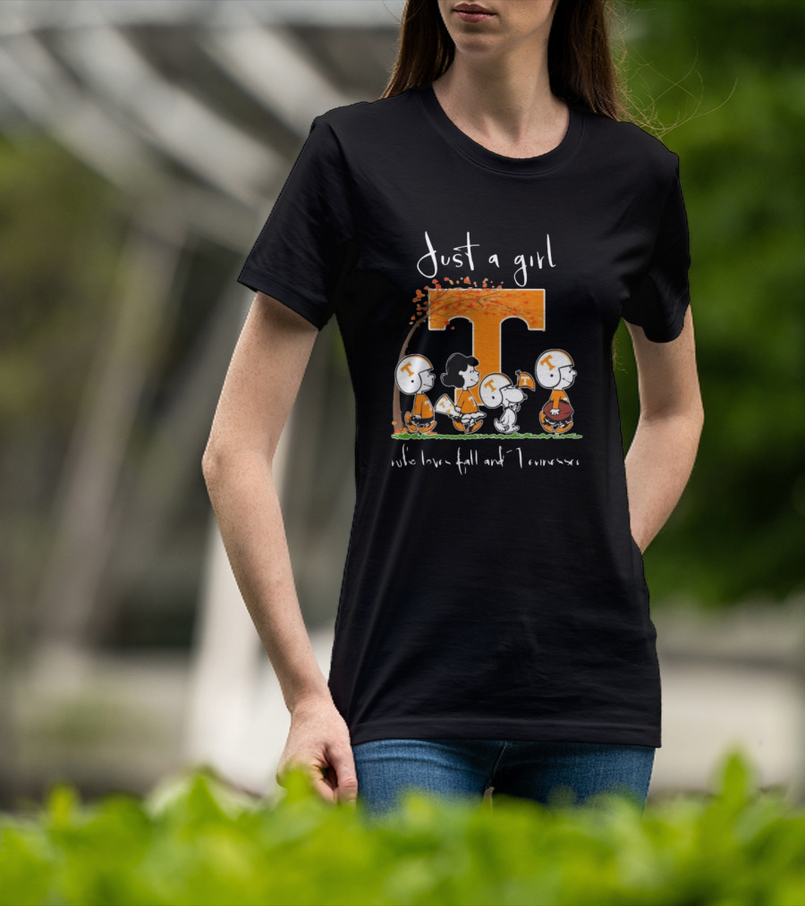 Peanuts Characters Just A Girl Who Loves Fall And Tennessee Vols T-Shirt