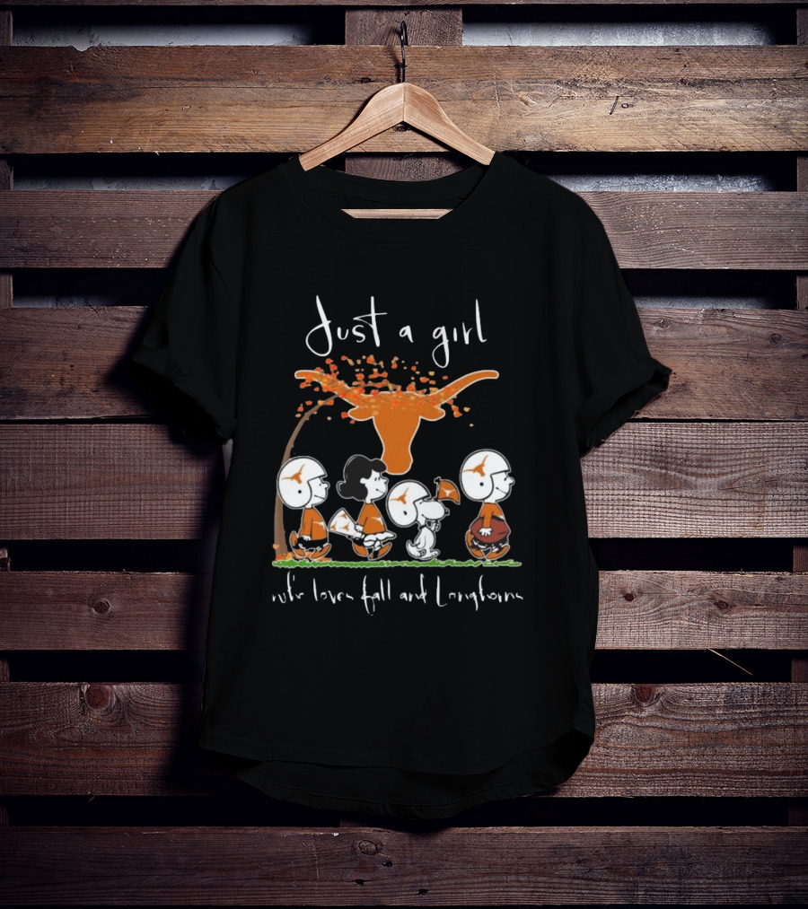Peanuts Characters Just A Girl Who Loves Fall And Longhorns T-Shirt
