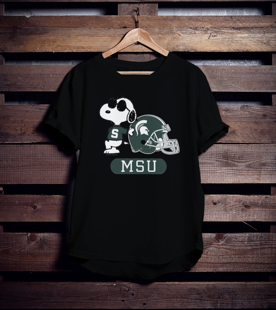Peanuts Snoopy Joe Cool MSU Michigan State Spartans Football T-Shirt