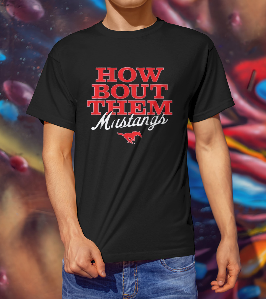 SMU Football How Bout Them Mustangs Red Mustang T-Shirt