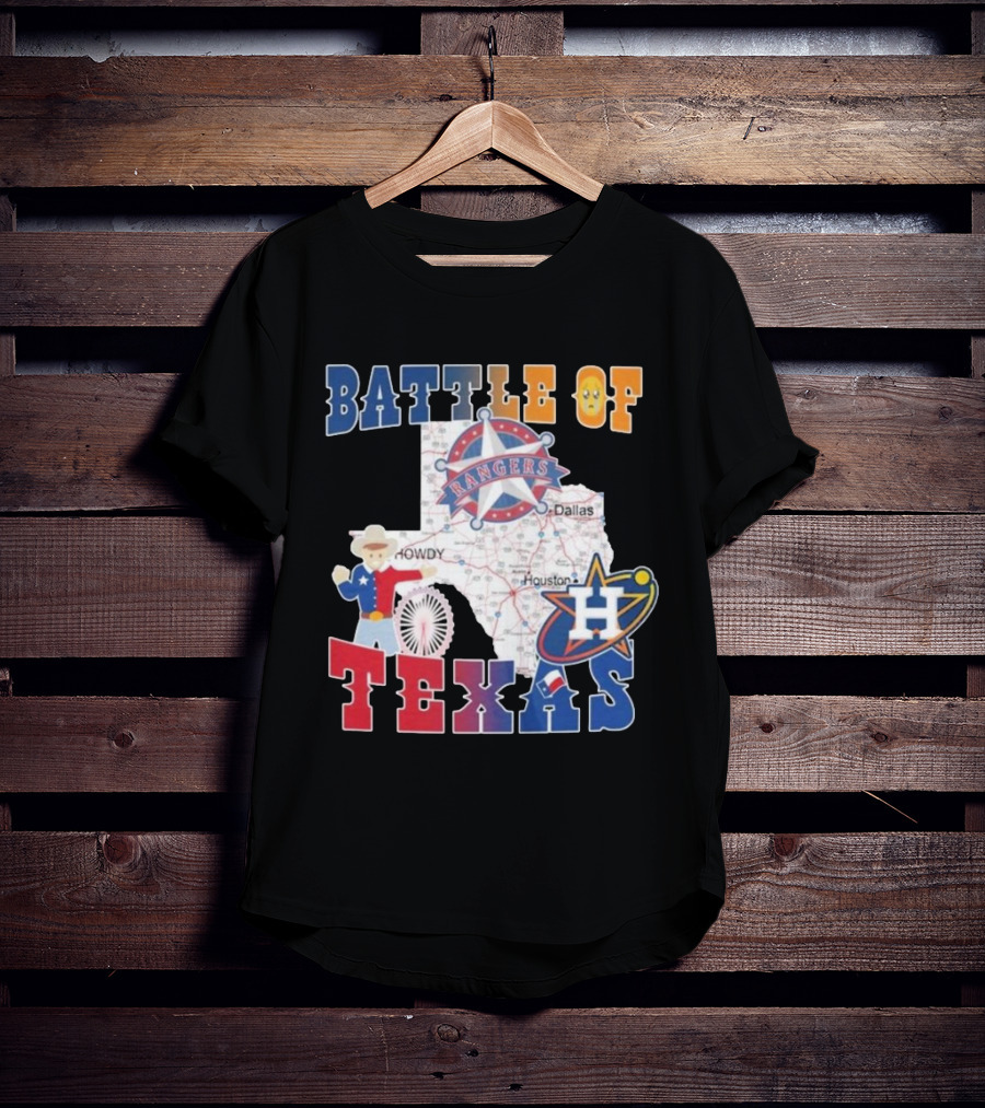Battle Of Texas Rangers Astros Map T-Shirt