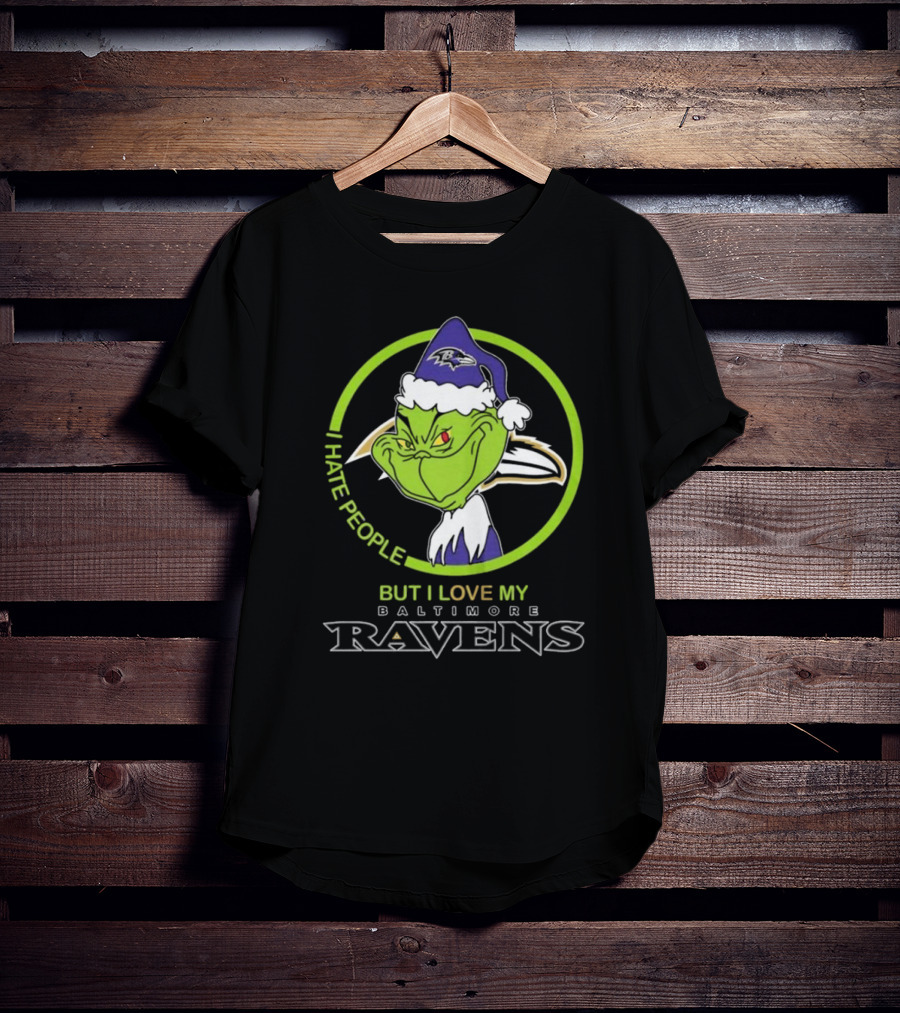 Grinch I Hate People Love My Baltimore Ravens T-Shirt