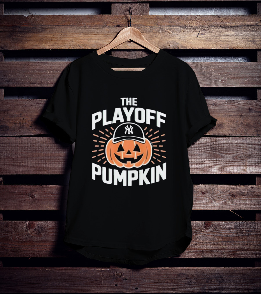 Playoff Pumpkin New York Yankees Jack-O'-Lantern Baseball Cap T-Shirt