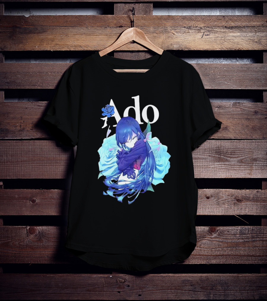 Ado Roses Pose Blue Hair Art Japanese Singer Anime T-Shirt