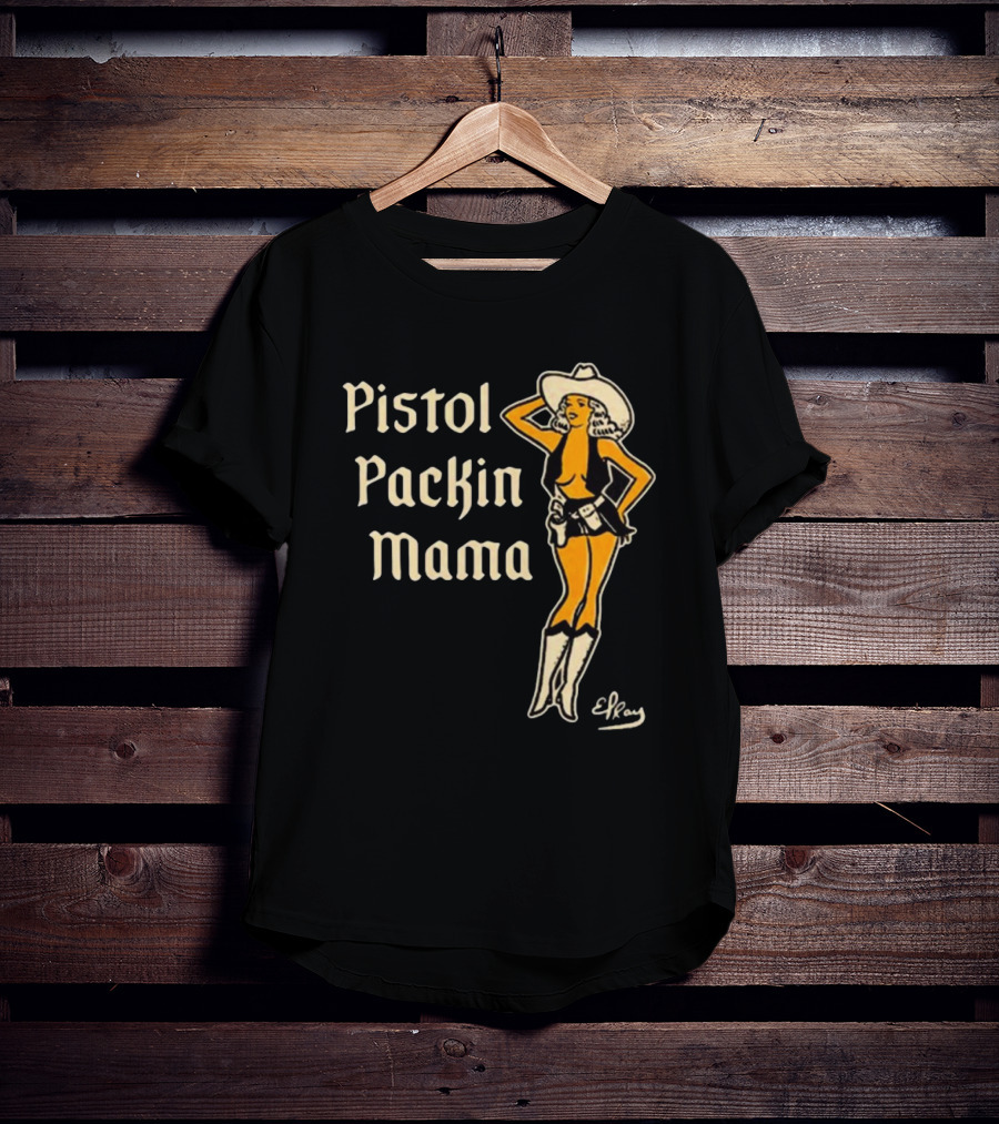 Elrayartist Pistol Packin’ Mama Vintage Cowgirl T-Shirt