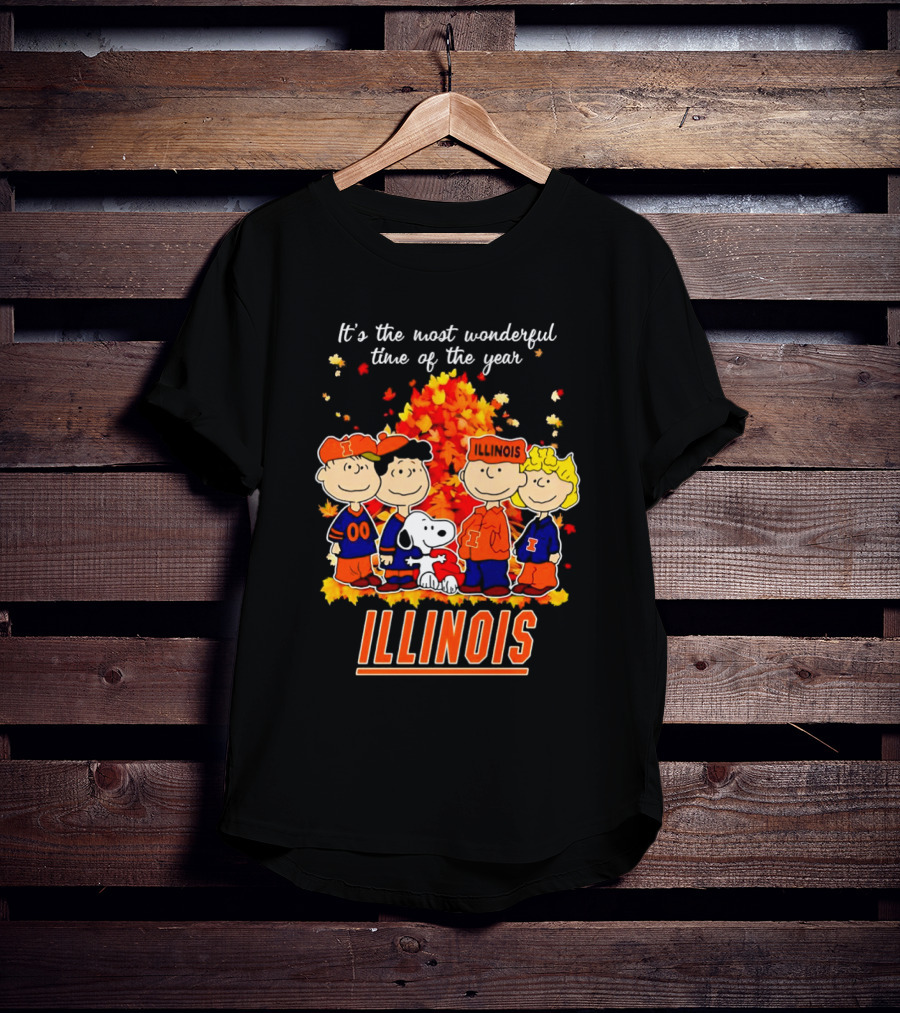 Peanuts Illinois Fall It's The Most Wonderful Time Of The Year Charlie Brown Snoopy Autumn Leaves T-Shirt