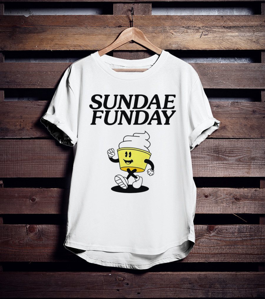 Sundae Funday Smiley Face Walking Ice Cream Cup T-Shirt
