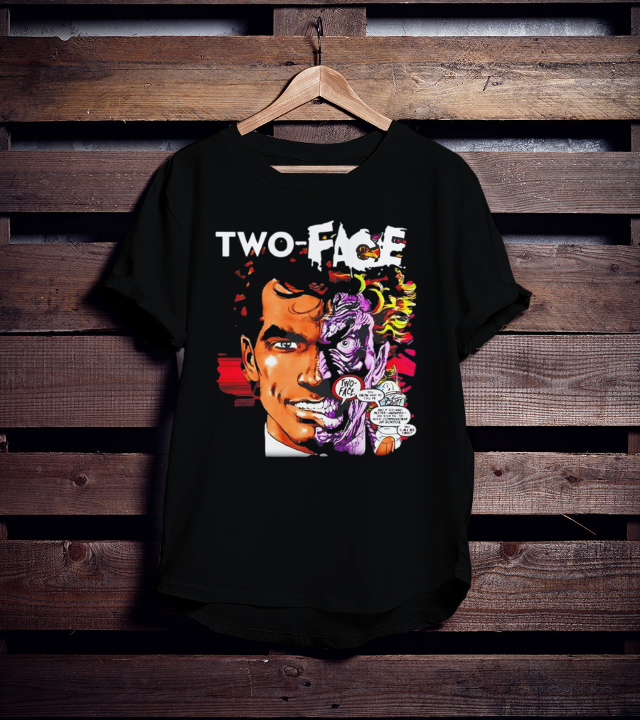 TWO-FACE DC Comics Character Split Face Villain Text Bubble T-Shirt