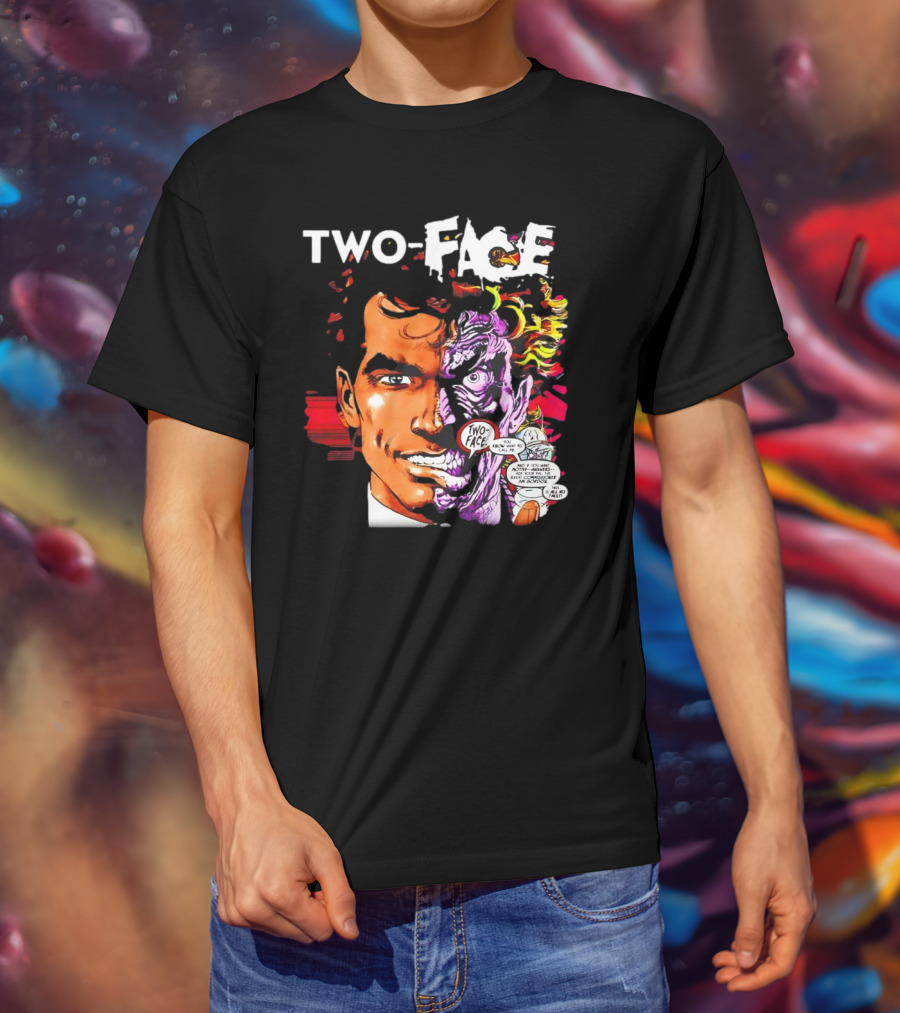 TWO-FACE DC Comics Character Split Face Villain Text Bubble T-Shirt