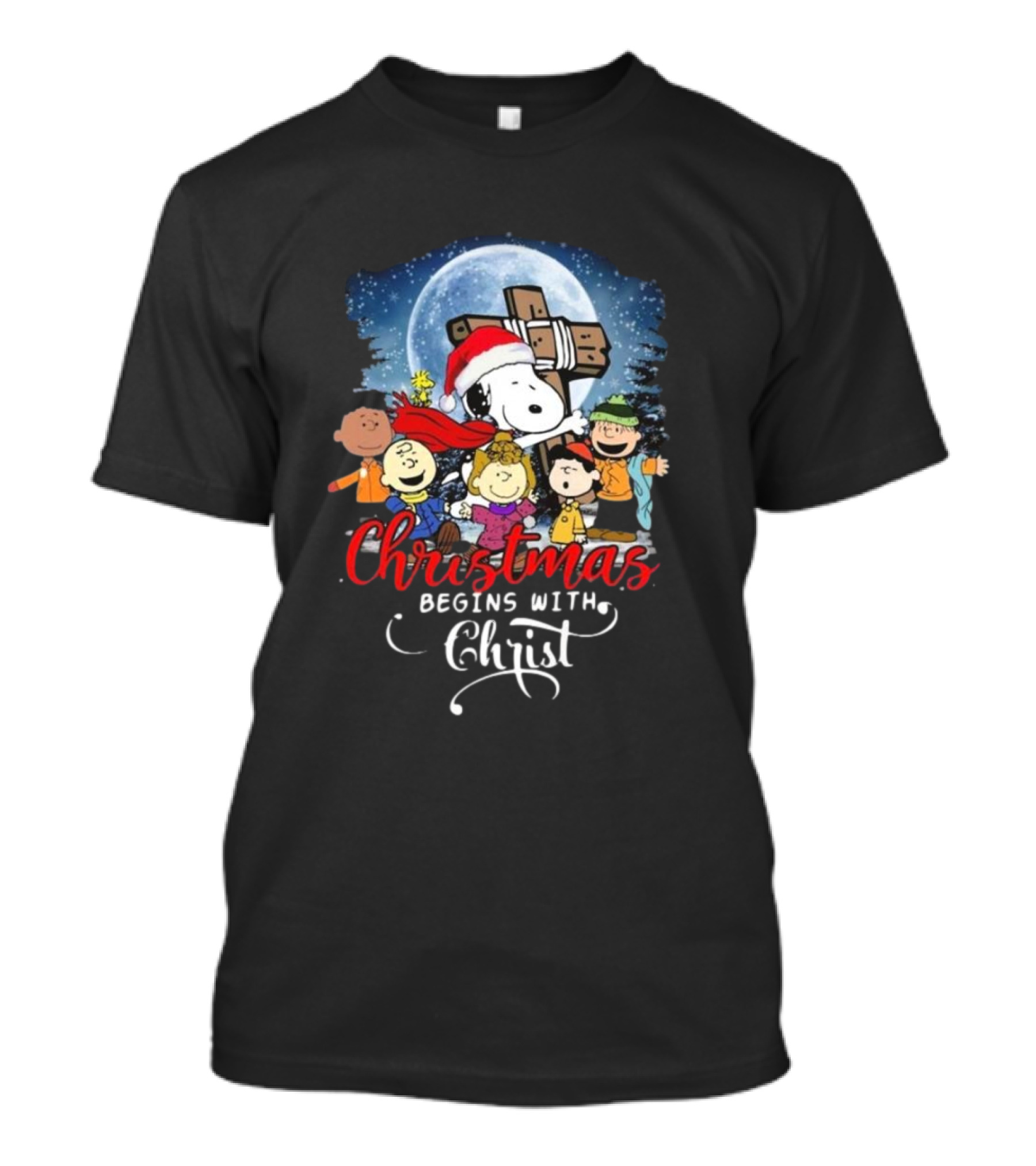 Christmas Begins With Christ Peanuts Characters Snoopy T-Shirt
