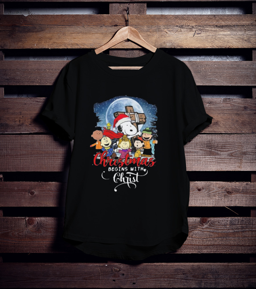 Christmas Begins With Christ Peanuts Characters Snoopy T-Shirt