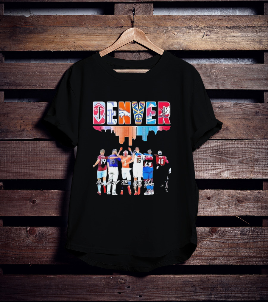 Denver City Skyline Rapids Rockies Broncos Nuggets Avalanche Mammoth Team Spirit T-Shirt