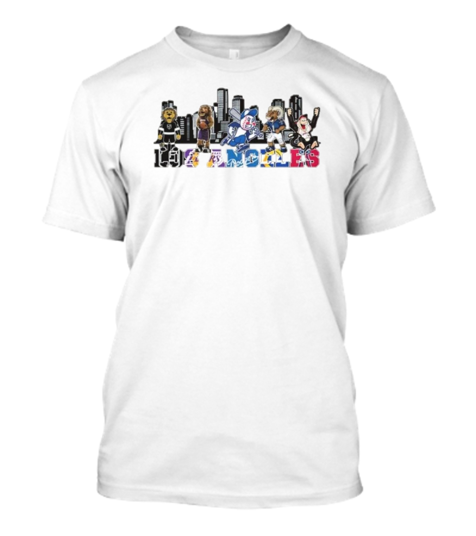 Los Angeles City Sports Mascots Cartoon Skyline T-Shirt