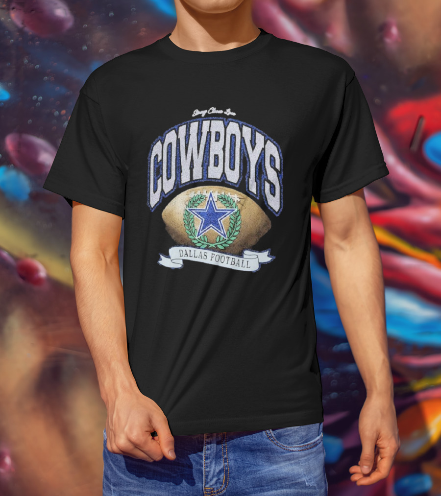 Starry Glitter Love Cowboys Dallas Football Retro Tubular Rocker T-Shirt