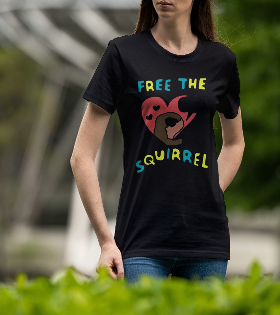 Free The Squirrel I Like Trains Heart Speech Bubble T-Shirt