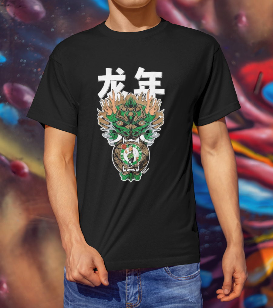 Hyperfly Heather Black Boston Celtics Year Of The Dragon Lunar New Year Collection 龙年 T-Shirt