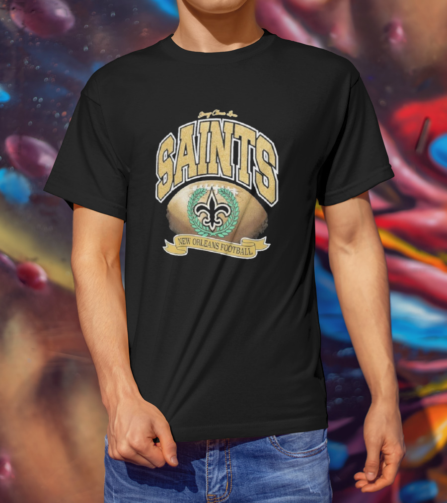 New Orleans Saints Glory Glitter Retro Football Fleur-De-Lis T-Shirt