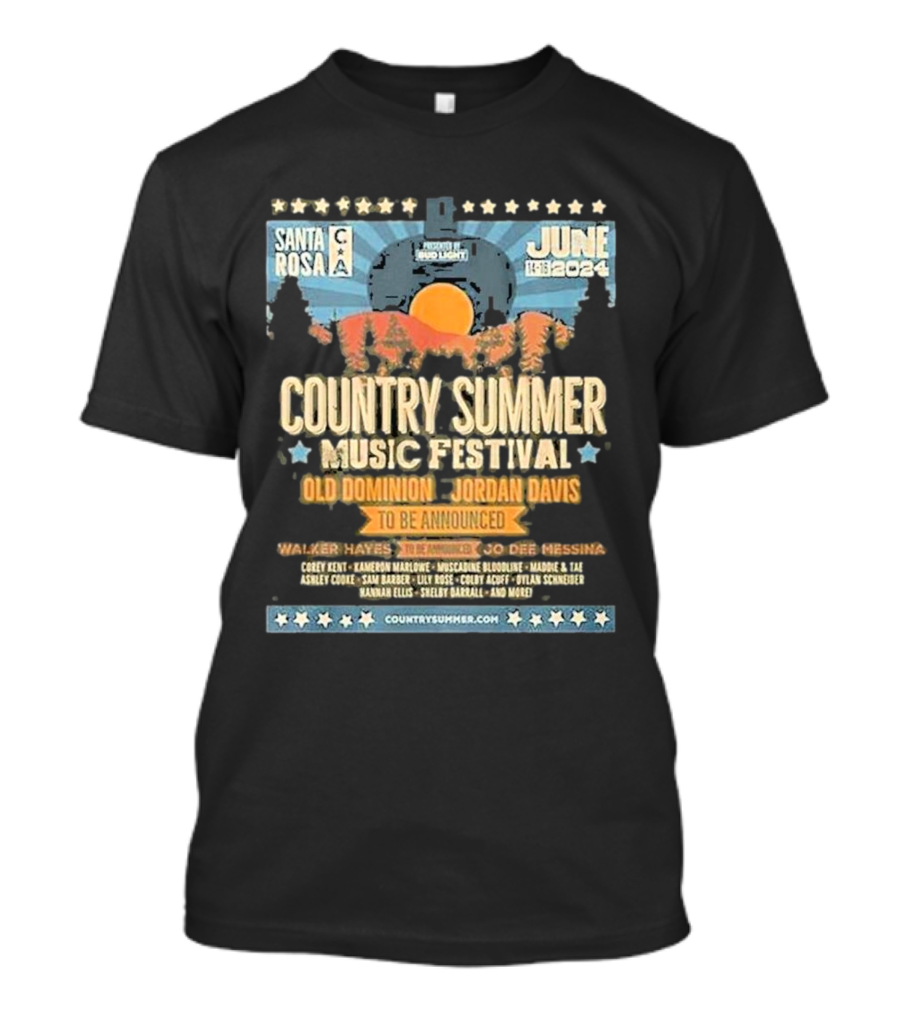 Santa Rosa Country Summer Music Festival Old Dominion Jordan Davis June 14-16 T-Shirt