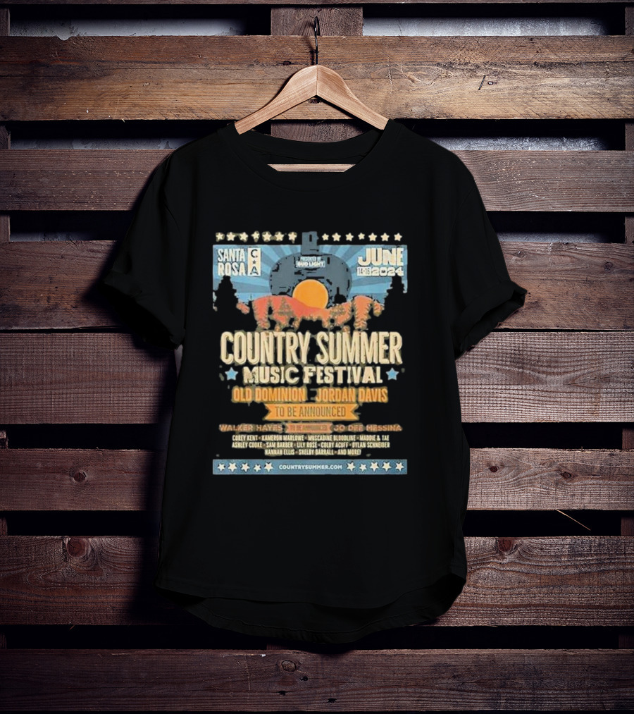 Santa Rosa Country Summer Music Festival Old Dominion Jordan Davis June 14-16 T-Shirt