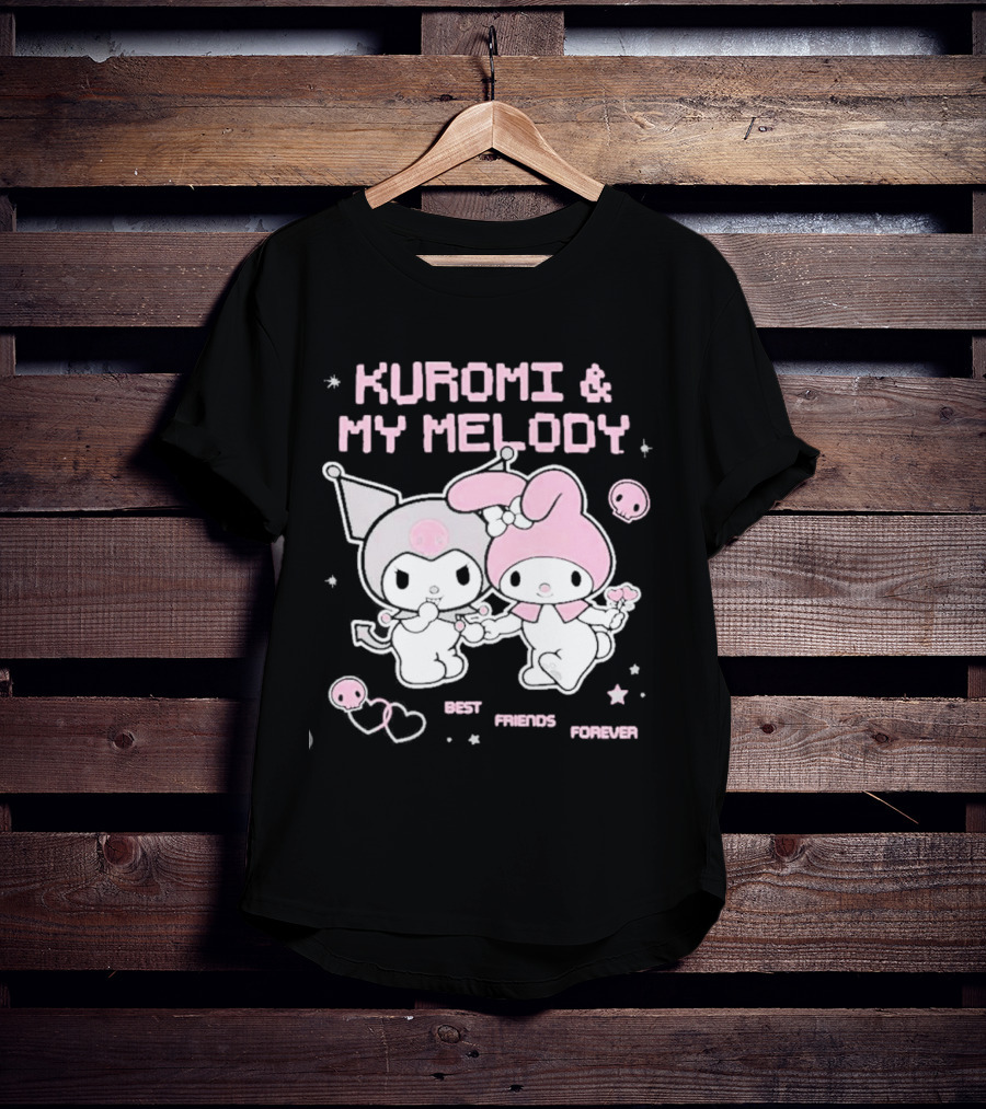 Kuromi And My Melody Best Friends Forever Skull Cute And Heart T-Shirt