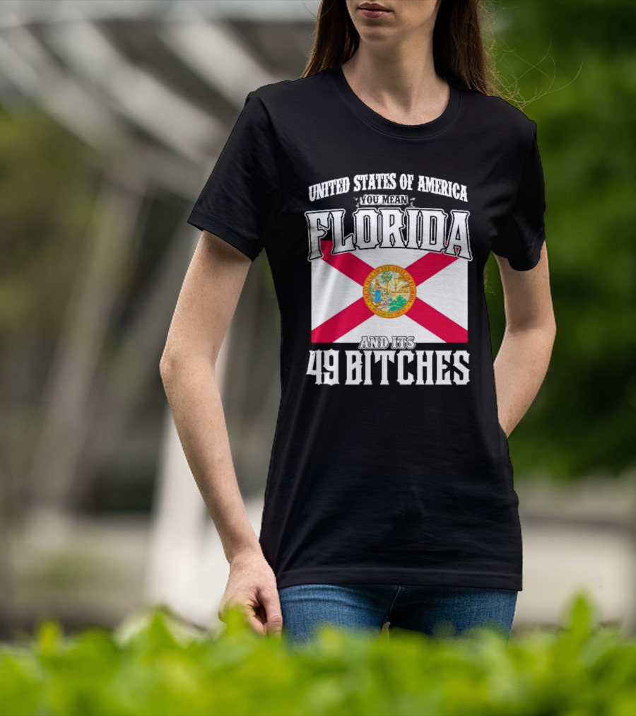 United States Of America You Mean Florida And Its 49 Bitches Flag T-Shirt