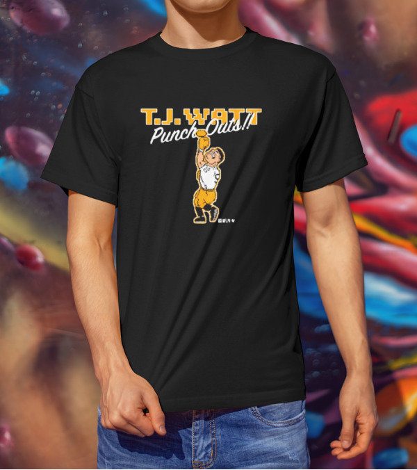 T.J. Watt Punch-Outs Pittsburgh Steelers NFL Boxer Victory T-Shirt