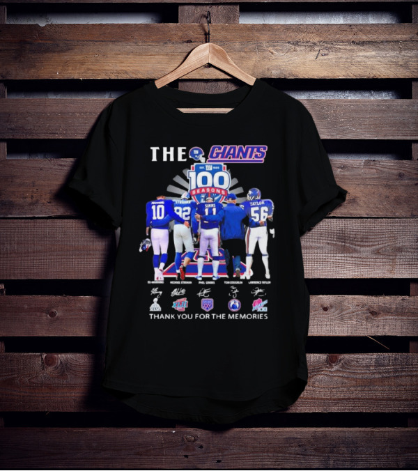 THE GIANTS 100 SEASONS Eli Manning Michael Strahan Phil Simms Tom Coughlin Lawrence Taylor Thank You For The Memories T-Shirt