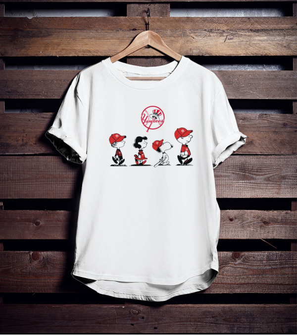 Peanuts Characters Yankees Baseball T-Shirt