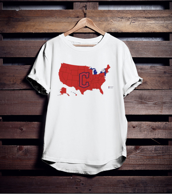 Map Showing Cleveland Guardians Dominance Over New York Yankees In ALCS Fan Support Across America T-Shirt