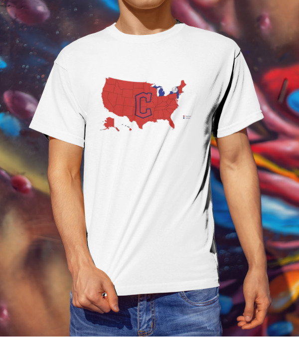 Map Showing Cleveland Guardians Dominance Over New York Yankees In ALCS Fan Support Across America T-Shirt