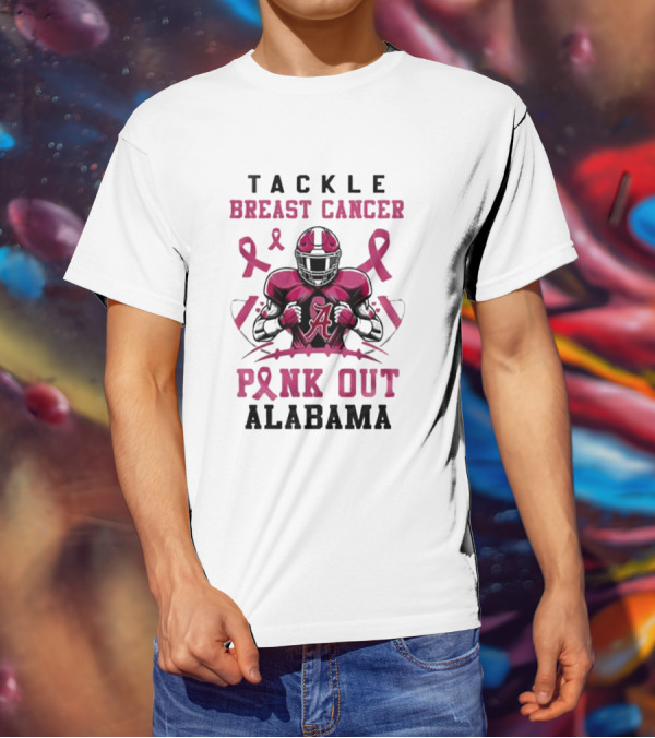 Tackle Breast Cancer Pink Out Alabama T-Shirt