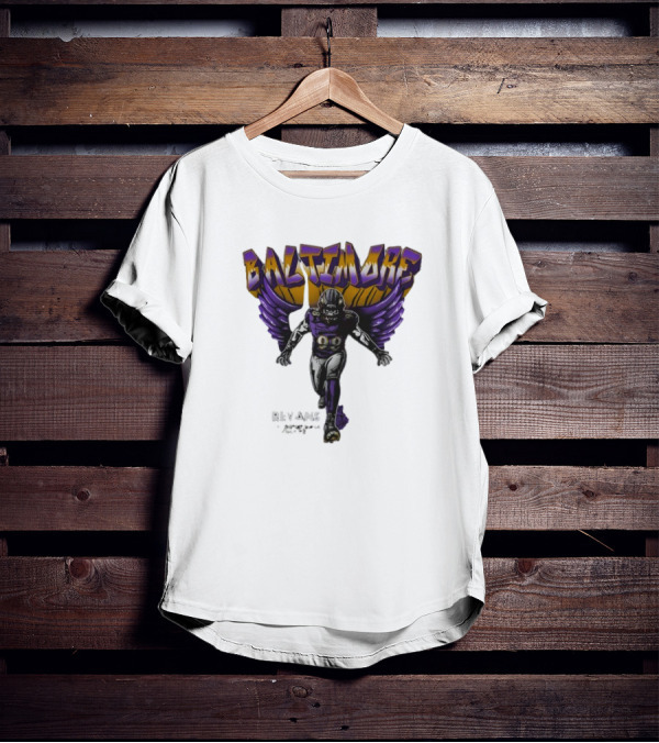 Baltimore Ravens Superbowl Champ Football Player With Ravens Wings T-Shirt