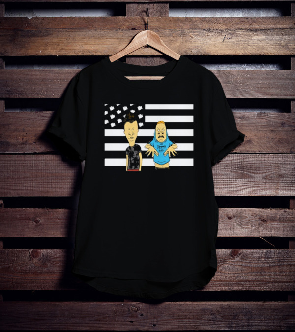 Benjamin And Antwan Beavis And Butthead Cornholio Death Rap American Flag Stripes T-Shirt