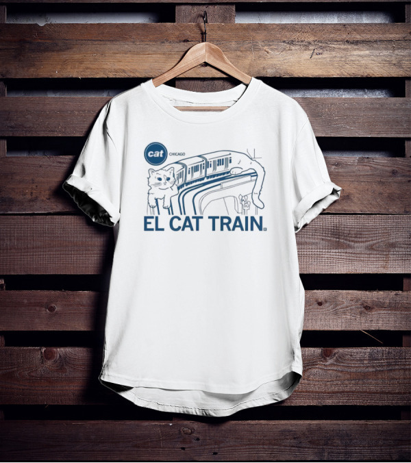 Chicago Cat El Train Whimsical Transport T-Shirt