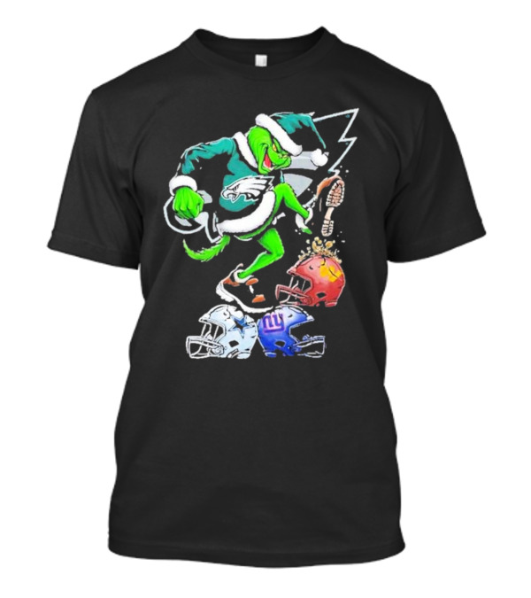 Grinch Philadelphia Eagles Crushing NFL Team Helmets T-Shirt