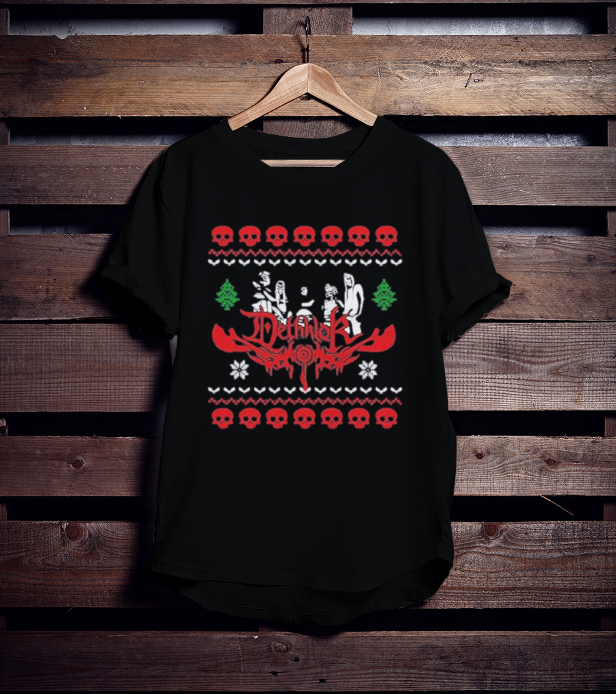 Dethklok Knit Holiday Ugly Sweater Skulls Snowflakes Trees T-Shirt