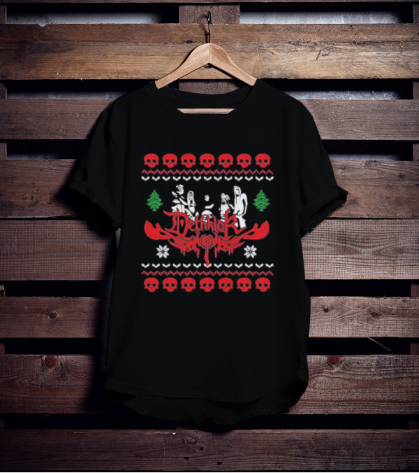 Dethklok Knit Holiday Ugly Sweater Skulls Snowflakes Trees T-Shirt